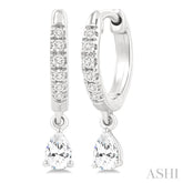 3/8 Ctw Pear Shape and Round Cut Diamond Fashion Huggie Petite Earrings in 14K White Gold