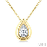 1/3 Ctw Bezel Set Pear Cut Diamond Bubble Fashion Pendant With Chain in 14K Yellow Gold