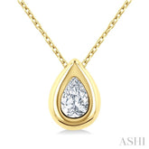 1/3 Ctw Bezel Set Pear Cut Diamond Bubble Fashion Pendant With Chain in 14K Yellow Gold