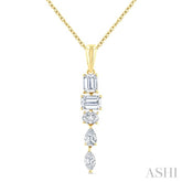 7/8 Ctw Mixed Diamond Cut Dangle Fashion Pendant With Chain in 14K Yellow Gold