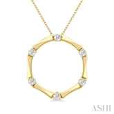1/4 Ctw Petite Bamboo Shoot Inspired Round Cut Diamond Fashion Pendant With Chain in 14K Yellow Gold