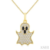 1/6 Ctw Petite Ghost Round Cut Diamond Fashion Pendant With Chain in 10K Yellow Gold