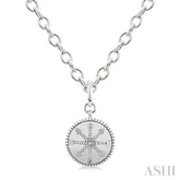 1/10 Ctw Compass medallion Single Cut Diamond Pendant With Chain in Sterling Silver