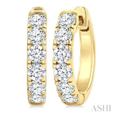 1 Ctw Round Cut Diamond Hoop Earrings in 14K Yellow Gold