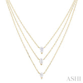 5/8 Ctw Triple Pear Cut Diamond Layered Necklace in 14K Yellow Gold