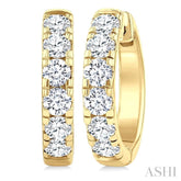 1 1/2 Ctw Round Cut Diamond Hoop Earrings in 14K Yellow Gold