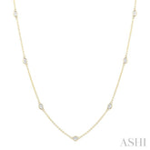 1 Ctw Bezel Set Oval Cut Diamond Station Necklace in 14K Yellow Gold