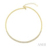 2 1/10 Ctw Round Cut Diamond Choker Necklace in 14K Yellow Gold