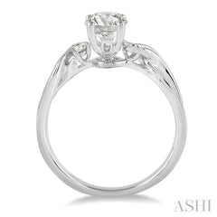 3/8 Ctw Diamond Engagement Ring with 1/3 Ct Round Cut Center Stone in 14K White Gold