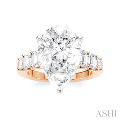 1 1/4 Ctw Pear Shape Emerald and Round Cut Diamond Semi-Mount Engagement Ring in 14K Rose and White Gold