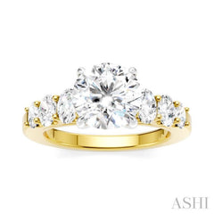 1 Ctw Round Shape Oval and Round Cut Diamond Semi-Mount Engagement Ring in 14K Yellow and White Gold