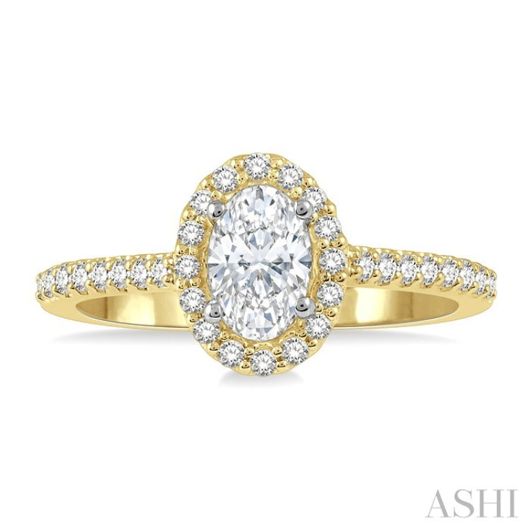 1/6 Ctw Oval Shape Semi-Mount Diamond Engagement Ring in 14K Yellow and White Gold