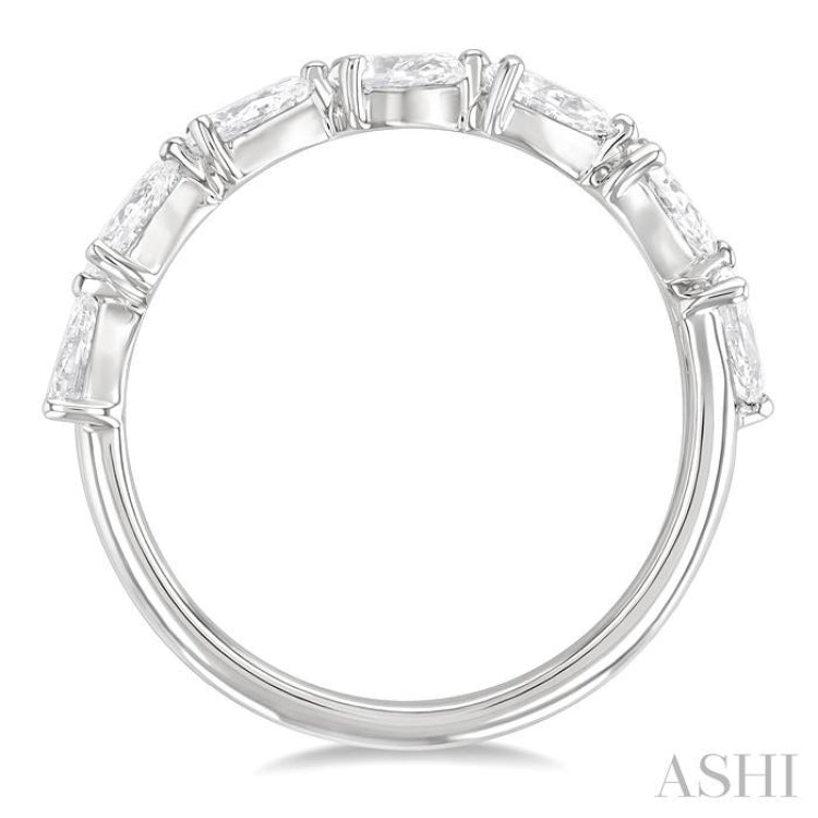 1 Ctw East-West Pear Shape Diamond Fashion Band in 14K White Gold