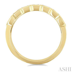 1 Ctw Pyramid Accents and Bezel Set Emerald Cut Diamond Bold Gold Fashion Wide Band in 14K Yellow Gold