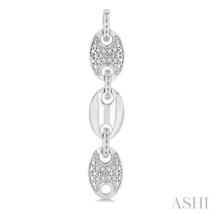1/10 Ctw Mariner Link Round Cut Diamond Fashion Earrings in Sterling Silver