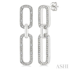 1/10 Ctw Bold Single Cut Diamond Paperclip Earrings in Sterling Silver
