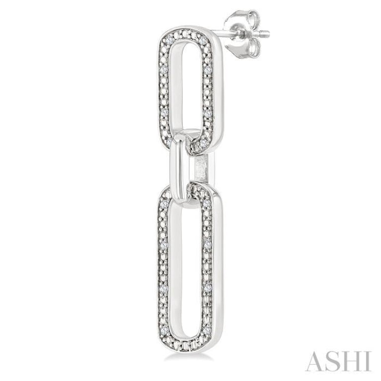 1/10 Ctw Bold Round Cut Diamond Paperclip Earrings in Sterling Silver