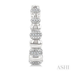 1/10 Ctw Bold Ribbed Single Cut Diamond Hoop Fashion Earrings in Sterling Silver