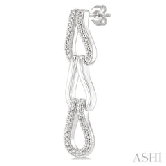1/10 Ctw Round Cut Diamond Bold Knot Link Fashion Earrings in Sterling Silver