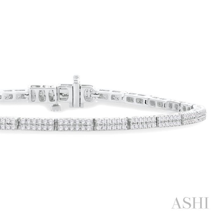 1 Ctw Double Row Round Cut Diamond Bar Link Tennis Bracelet in 10K White Gold