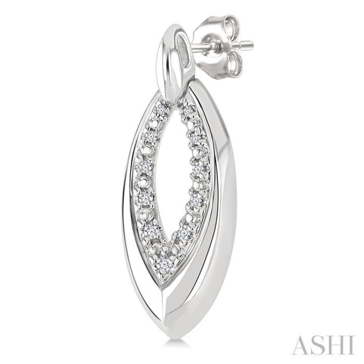 1/10 Ctw Marquise Shape Inner Link Round Cut Diamond Earrings in Sterling Silver
