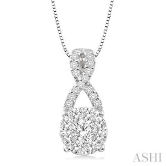 1/4 Ctw Lovebright Round Cut Diamond Pendant in 14K White Gold with Chain