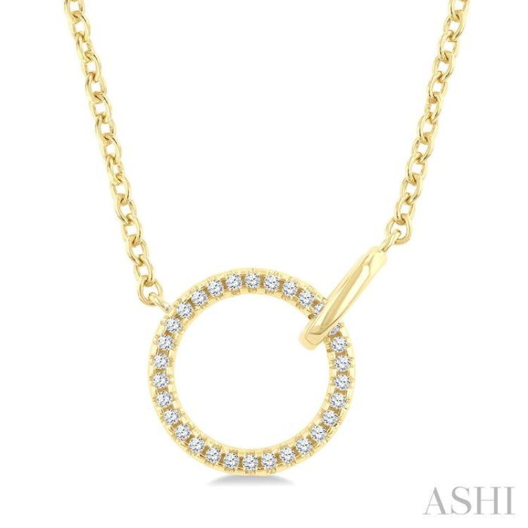 1/10 Ctw Single Cut Diamond  Interlocked Circle Fashion Petite Pendant With Chain in 10K Yellow Gold
