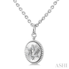 1/10 Ctw Round Fluted Medallion Round Cut Diamond Star of David Pendant With Chain in Sterling Silver