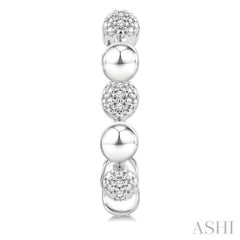 5 MM Bold Bead and 1/10 Ctw Round Cut Bead Bijoux Diamond Fashion Half Hoop Earrings in Sterling Silver