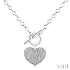 1/10 Ctw Heart Toggle Single Cut Diamond Fashion Necklace in Sterling Silver