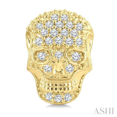 1/6 Ctw Petite Skull Round Cut Diamond Fashion Earrings in 10K Yellow Gold