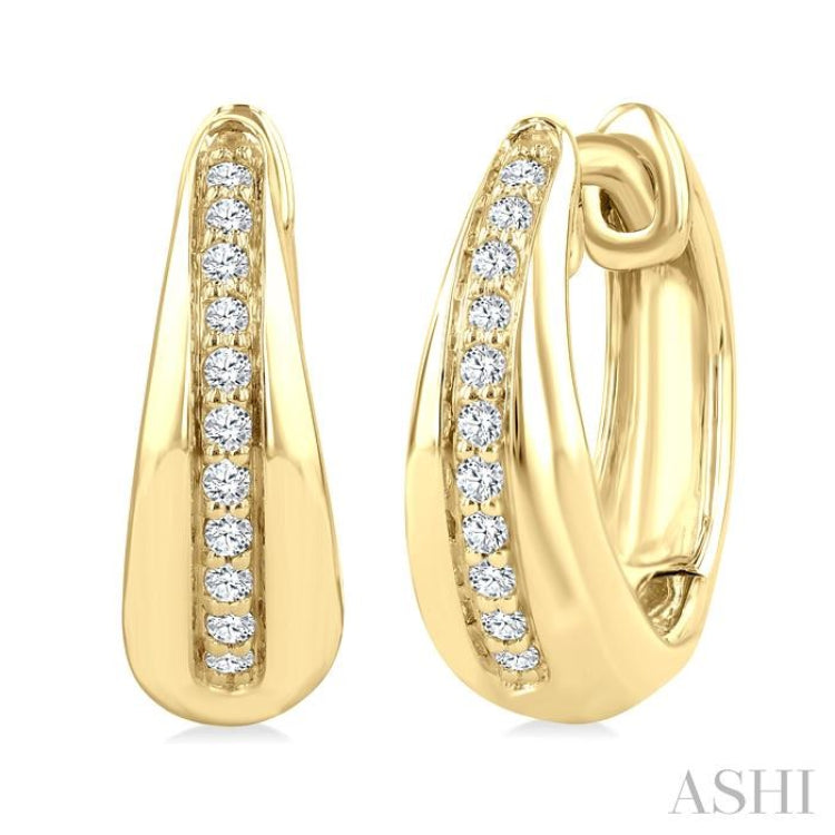 1/6 Ctw Round Cut Golden Glow Diamond Bold Hoop Fashion Earrings in 10K Yellow Gold