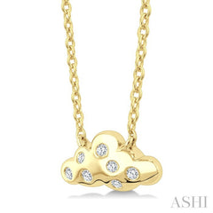 1/20 Ctw Cloud Round Cut Diamond Petite Fashion Pendant With Chain in 10K Yellow Gold