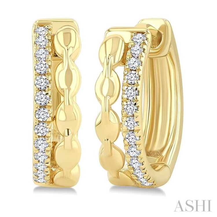 1/10 Ctw Round Cut Diamond Petite Huggie Earrings in 10K Yellow Gold