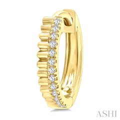 1/10 Ctw Fluted Single Cut Diamond Petite Huggie Earrings in 10K Yellow Gold