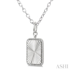1/10 Ctw Rectangular Fluted Medallion Round Cut Diamond Pirouette Pendant With Chain in Sterling Silver