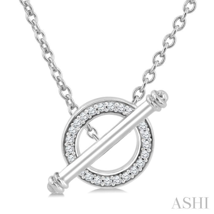 1/8 Ctw Circle Toggle Single Cut Diamond Fashion Necklace in 10K White Gold