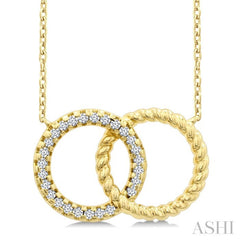 1/10 Ctw Round Cut Diamond Interlocked Circle Fashion Petite Pendant With Chain in 10K Yellow Gold