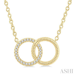 1/10 Ctw Single Cut Diamond  Interlocked Circle Fashion Petite Pendant With Chain in 10K Yellow Gold
