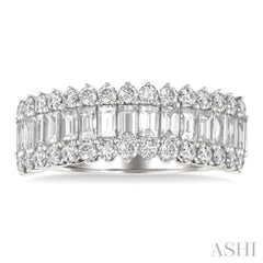 1 1/2 Ctw Wide Baguette and Round Cut Diamond Fashion Band in 14K White Gold