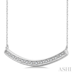 1/20 Ctw Round Cut Diamond Curved Bar Pendant With Chain in Sterling Silver