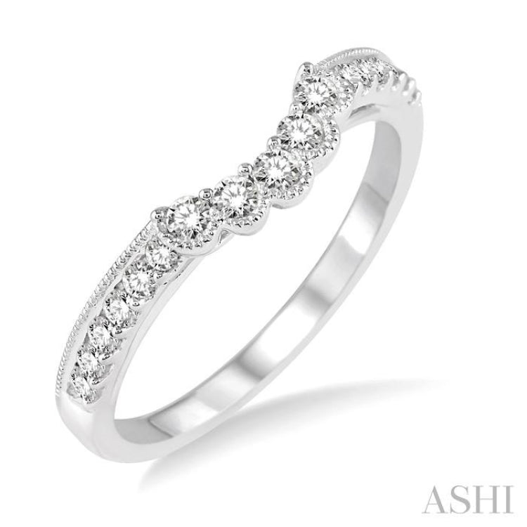 1/3 Ctw Round Cut Diamond Wedding Band in 14K White Gold