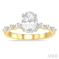 3/8 Ctw Oval Shape Marquise & Round Cut Diamond Semi-Mount Engagement Ring in 14K Yellow and White Gold