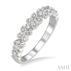 1/10 Ctw Round Cut Diamond Wedding Band in 14K White Gold