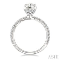 1/2 Ctw Oval Shape Semi-Mount Diamond Engagement Ring in 14K White Gold