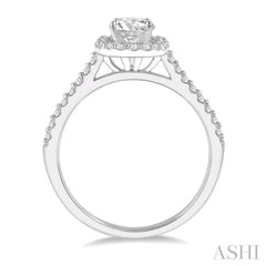 3/8 Ctw Diamond Ladies Engagement Ring with 1/4 Ct Round Cut Center Stone in 14K White Gold