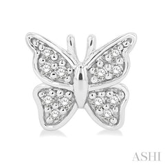 1/10 Ctw Petite Butterfly Round Cut Diamond Fashion Stud Earrings in 10K White Gold