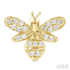 1/8 Ctw Petite Bumble Bee Round Cut Diamond Fashion Stud Earrings in 10K Yellow Gold