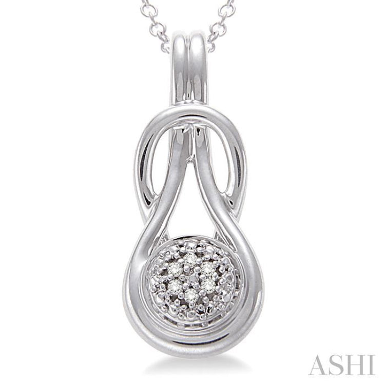 1/50 Ctw Round Cut Diamond Fashion Pendant in Sterling Silver with Chain
