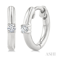 1/10 Ctw Petite Single Round Cut Diamond Fashion Huggies in 10K White Gold